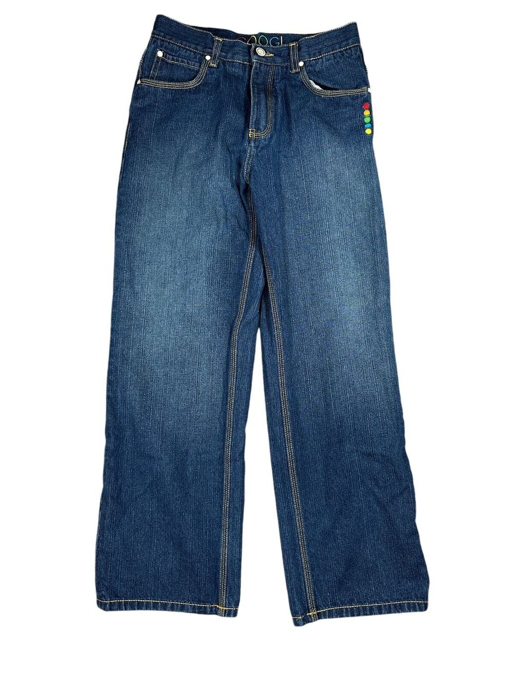 COOGI Jeans Womens 16 High Rise Straight Leg Dark Wash Embroidered Y2K Baggy